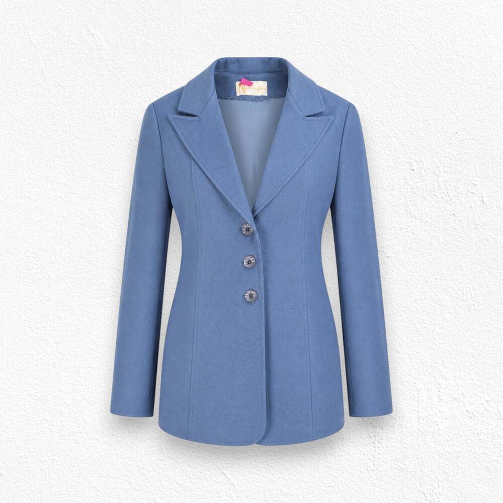 60s Vintage Steel Blue Gray Single Breasted Wool Blend Collegian Blazer Size 10